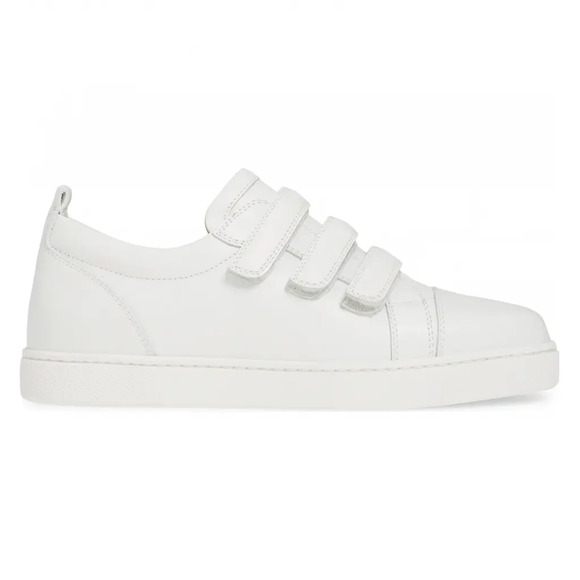 Christian Louboutin Kiddo Donna Flat Calf Leather White Strap Trainer Sneaker 40 - Picture 3 of 12